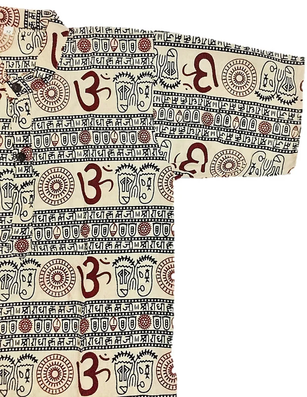 Om Printed Cotton Short Kurta T-shirt for Baby/Boys/Girls Red & Beige (COMBO-2) - 18M -24M