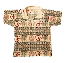 Om Printed Cotton Short Kurta T-shirt for Baby/Boys/Girls Beige & Black (COMBO-2) - 1Y - 2Y