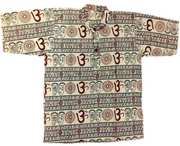 Om Printed Cotton Short Kurta T-shirt for Baby/Boys/Girls Beige & Black (COMBO-2) - 8Y - 9Y