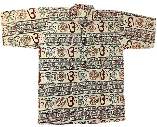 Om Printed Cotton Short Kurta T-shirt for Baby/Boys/Girls Beige & Black (COMBO-2) - 8Y - 9Y
