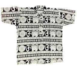 Om Printed Cotton Short Kurta T-shirt for Baby/Boys/Girls Beige & Black (COMBO-2) - 8Y - 9Y