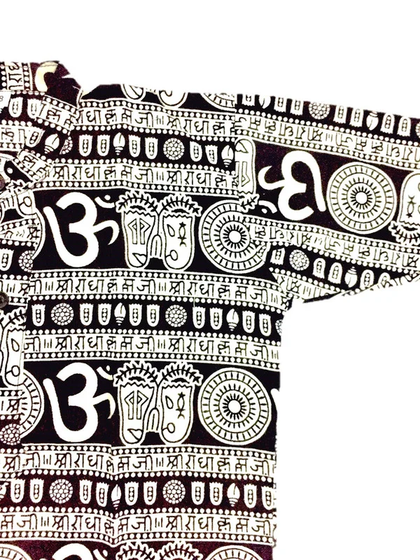 Om Printed Cotton Short Kurta T-shirt for Baby/Boys/Girls Beige & Black (COMBO-2) - 8Y - 9Y