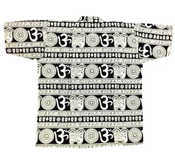 Om Printed Cotton Short Kurta T-shirt for Baby/Boys/Girls Beige & Black (COMBO-2) - 8Y - 9Y