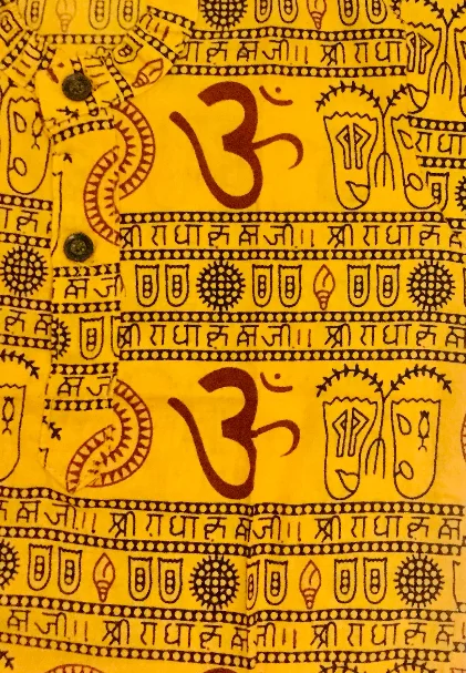 Om Printed Cotton Short Kurta T-shirt for Baby/Boys/Girls Beige & Yellow (COMBO-2) - 4Y - 5Y