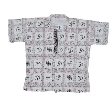 PK HUB Baby Boys & Girls Cotton Om Swastik Printed Short Kurta - T-Shirt (Pack of 2) - 10-11 Years, 100, Orange
