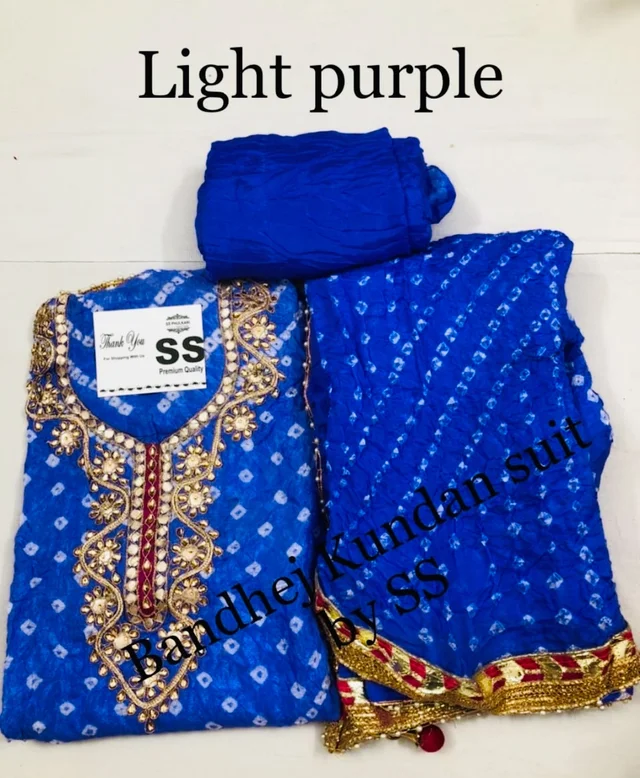 PK HUB Bandhani Hand Work Dress Suit Material for women
