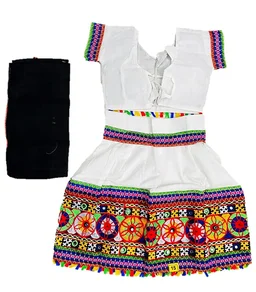 PK hub Fastive & Function Full stitches Ghagar Choli,leghnga Choli,Chania Choli Designer piece embroidery pattern for kids Girls - 1-2 Years