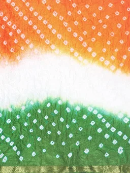 PK HUB Tiranga Bandhini Silk Women Dupatta for Independence Day - FREE SIZE