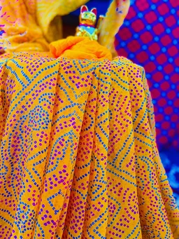 PK HUB Women's Chiffon BANDHANI Saree With Blouse Piece - Yellow