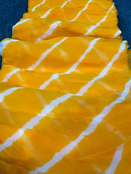 PK HUB Women's Chiffon Leheriya Saree With Blouse Piece - Yellow
