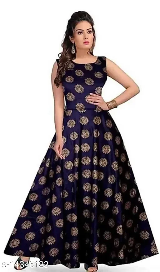PK HUB Women's Rayon Floral Printed Blue Anarkali Kurta - M, Blue