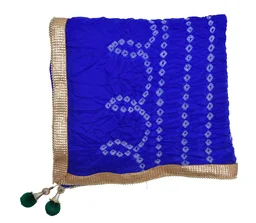 PK HUB Women's Silk Bandhej Multicolor Dupatta - FREE SIZE, Blue