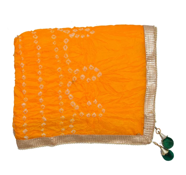 PK HUB Women's Silk Bandhej Multicolor Dupatta - FREE SIZE, Yellow
