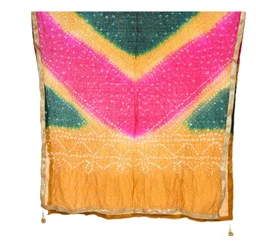 PK HUB Women's Silk Bandhej Multicolor Dupatta - FREE SIZE, Multicolor