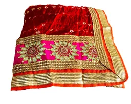 PK HUB® Women's Art Silk Rajasthani Bandhej stitched Ready to wear Lehenga Choli with Dupatta set - Yellow & Blue