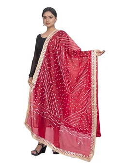 PK HUB® women's BANDHANI SILK dupatta with BANDHEJ work panna"40" and length 2.25 meter - FREE SIZE