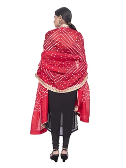 PK HUB® women's BANDHANI SILK dupatta with BANDHEJ work panna"40" and length 2.25 meter - FREE SIZE