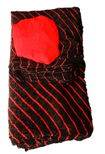 PK HUB® Women's Chiffon multi leheriya Saree With Blouse Piece - Black