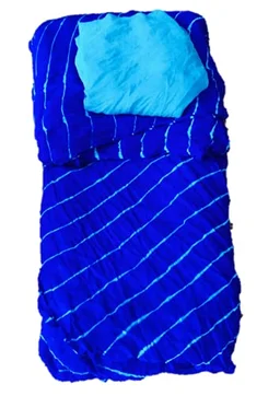 PK HUB® Women's Chiffon multi leheriya Saree With Blouse Piece - Blue