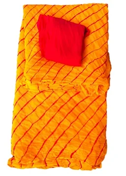 PK HUB® Women's Chiffon multi leheriya Saree With Blouse Piece - Yellow