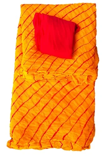 PK HUB® Women's Chiffon multi leheriya Saree With Blouse Piece - Yellow