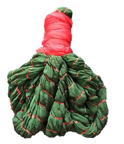 PK HUB® Women's Chiffon multi leheriya Saree With Blouse Piece - Green