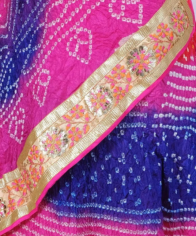 PK HUB® Women's Silk Semi-stitched Lehenga Choli - Free Size, Pink blue