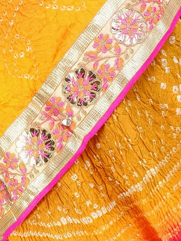 PK HUB® Women's Silk Semi-stitched Lehenga Choli - Free Size, yellow