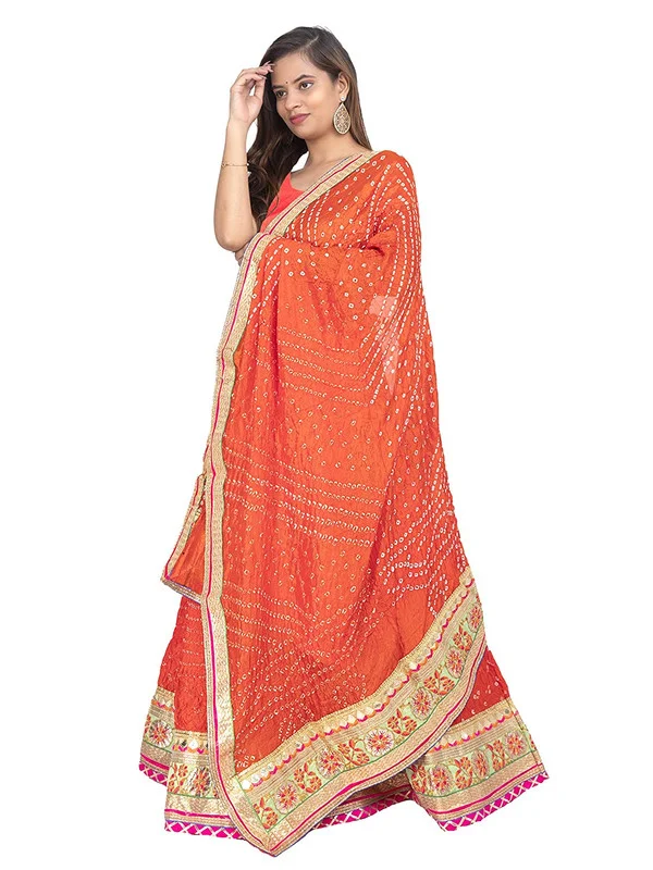 PK HUB® Women's Silk Semi-stitched Lehenga Choli - Free Size, Orange