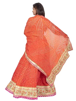 PK HUB® Women's Silk Semi-stitched Lehenga Choli - Free Size, Orange