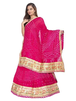 PK HUB® Women's Silk Semi-stitched Lehenga Choli - Free Size, Pink