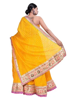 PK HUB® Women's Silk Semi-stitched Lehenga Choli - Free Size, Yellow