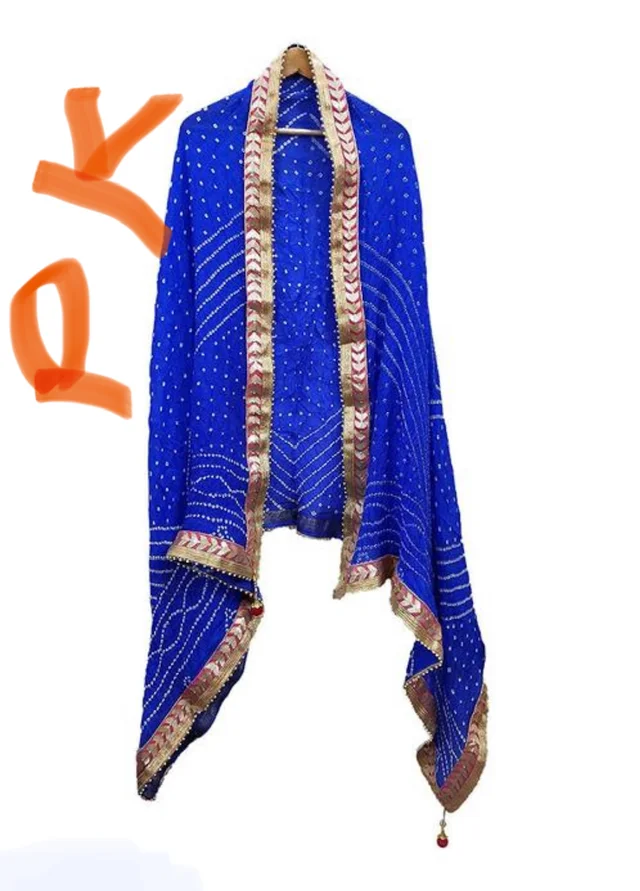 PK MART Women's Silk Jaipuri Rajasthani Bandhani Bandhej Heavy Dupatta with Gota Work and Latkan - Free Size, Multicolor