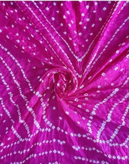 PK MART Women's Silk Jaipuri Rajasthani Bandhani Bandhej Giliter border Dupatta - Free Size, Pink