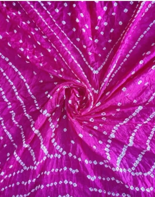 PK MART Women's Silk Jaipuri Rajasthani Bandhani Bandhej Giliter border Dupatta - Free Size, Pink