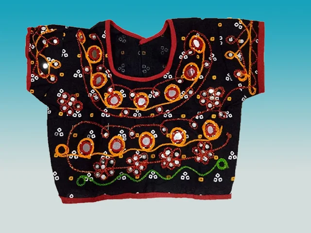 Traditional Navratri Garba Special Cotton Chaniya Choli With Embroidered Mirror Work With Dupatta For Kids Girl's - 2Y - 3Y