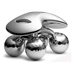 4D Mini Roller Massager for Face, Body Massagers 4 Metal Wheels Massage Instrument Beauty Tool for Massager (Silver)