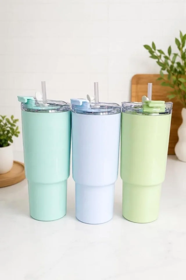 1200ML Plastic Tumbler with Straw (Multi Colour) | Large Capacity Travel Cup with Handle