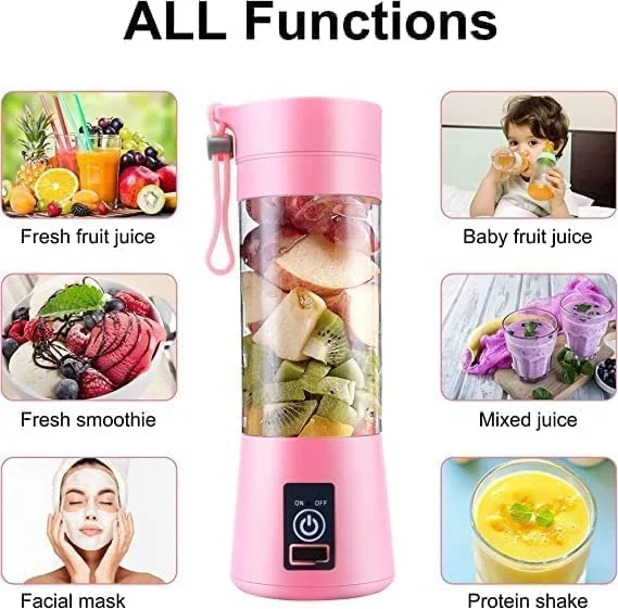 6 Blade Smoothie Maker & Portable Electric USB Juice Maker Juicer Mixer, Rechargeable Bottle & Portable Fruit Blender Maker Protein Shaker(MULTI) (Small) TAR-R1
