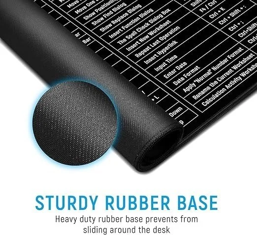 Shortcut Keys Keyboard Pad, Computer Mat English Keys Mouse Pad, Large Deskpad Gaming Writing Desk Pad for Office, Home, Non Slip Rubber Based (Pack of 1) (80x30 cm).