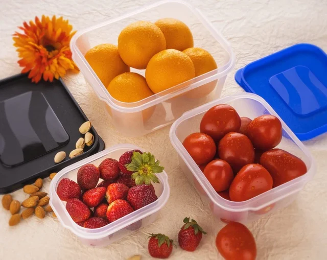 Plastic food Storage Container With Airtight Lid For Kitchen Firdge Safe BPA Free Capacity 700ml,1400ml,2400ml, Set of 3