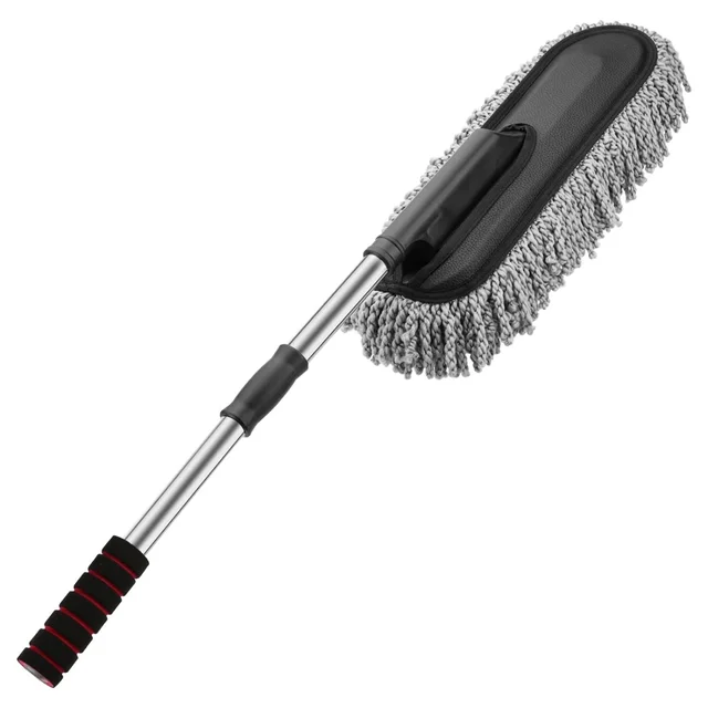 Ultra Soft Microfiber Car Cleaning Duster with Exatndable Handle Car Brush for Exterior Dust Remover Car Window Cleaning Dusting Brushes Car Accessories Tools (Grey)