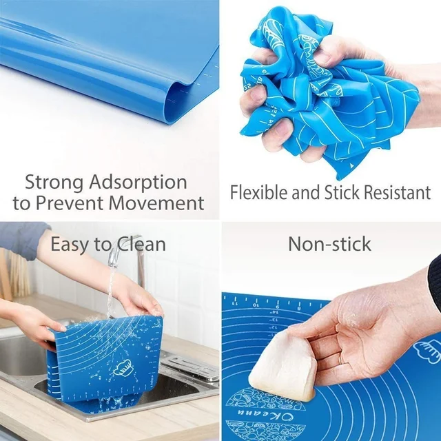 Silicon Fondant Rolling Mat or Silicone Baking Sheet Large with Measurements