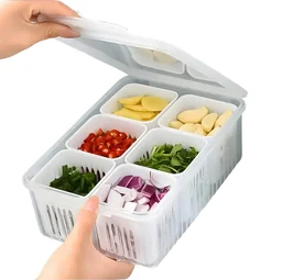 6 in 1 Fridge Storage Boxes Freezer Storage Containers, Container for Kitchen Storage Set (Set of 1)