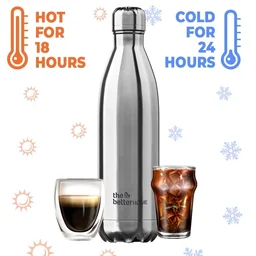 Home 500 ml Thermosteel Bottle | Doubled Wall 304 Stainless Steel | Stays Hot for 18 Hrs & Cold for 24 Hrs | Rustproof & Leakproof | Insulated Water Bottles for Office, Camping, Travel