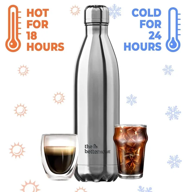 Home 500 ml Thermosteel Bottle | Doubled Wall 304 Stainless Steel | Stays Hot for 18 Hrs & Cold for 24 Hrs | Rustproof & Leakproof | Insulated Water Bottles for Office, Camping, Travel