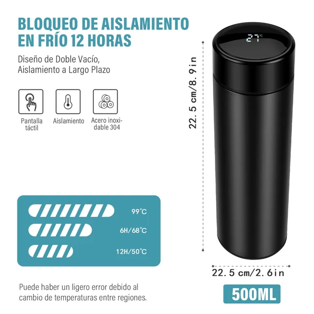 Sports Water Bottle with LED Temperature Display