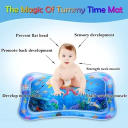 Baby Kids Water Play Mat Toys Inflatable Tummy Time Leakproof Water Play Mat, Fun Activity Play Center Indoor and Outdoor Water Play Mat for Baby Random Design,Pack of 1 set,Blue