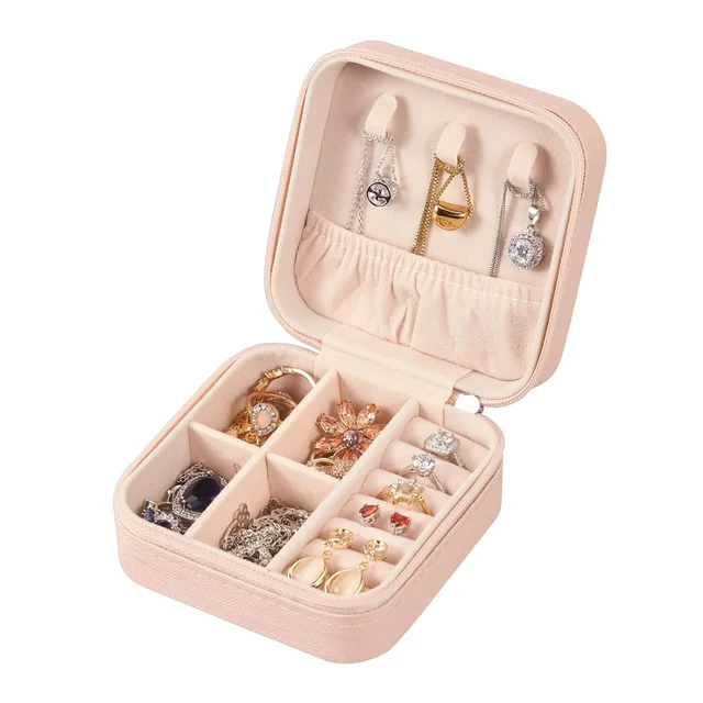 Leather Small Jewelry Box, Travel Portable Jewelry Case For Ring, Pendant, Earring, Necklace, Bracelet Organizer Storage Holder Boxes