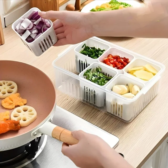 6 in 1 Fridge Storage Boxes Freezer Storage Containers, Container for Kitchen Storage Set (Set of 1)